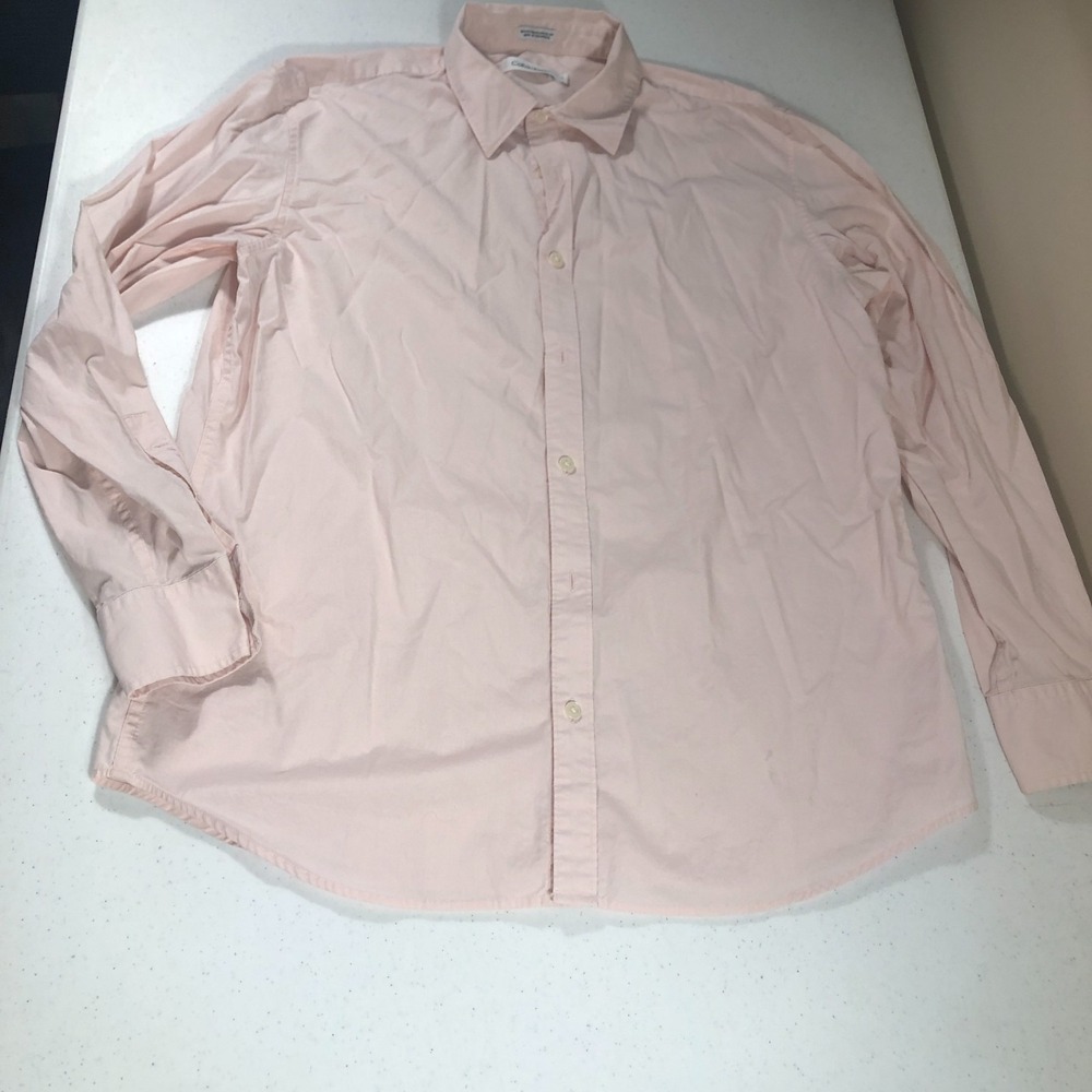 Mens Calvin Klein Large Long Sleeve Button Down Shirt 96%‎ Cotton Preppy Classic